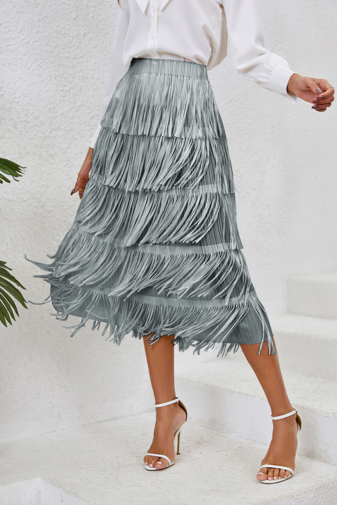 Jupe pour femme avec un design à franges et des couches fluides Levoire