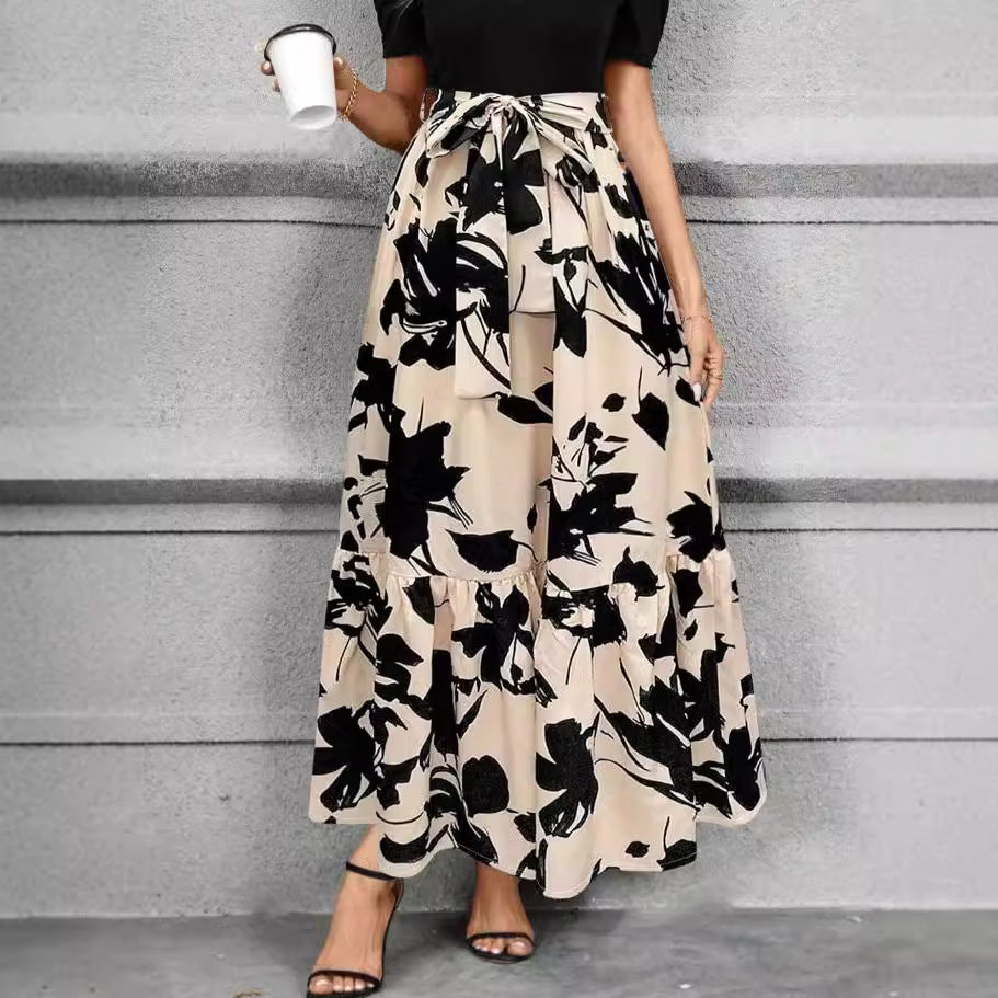 Jupe maxi pour femmes avec coupe volumineuse et design floral Levoire