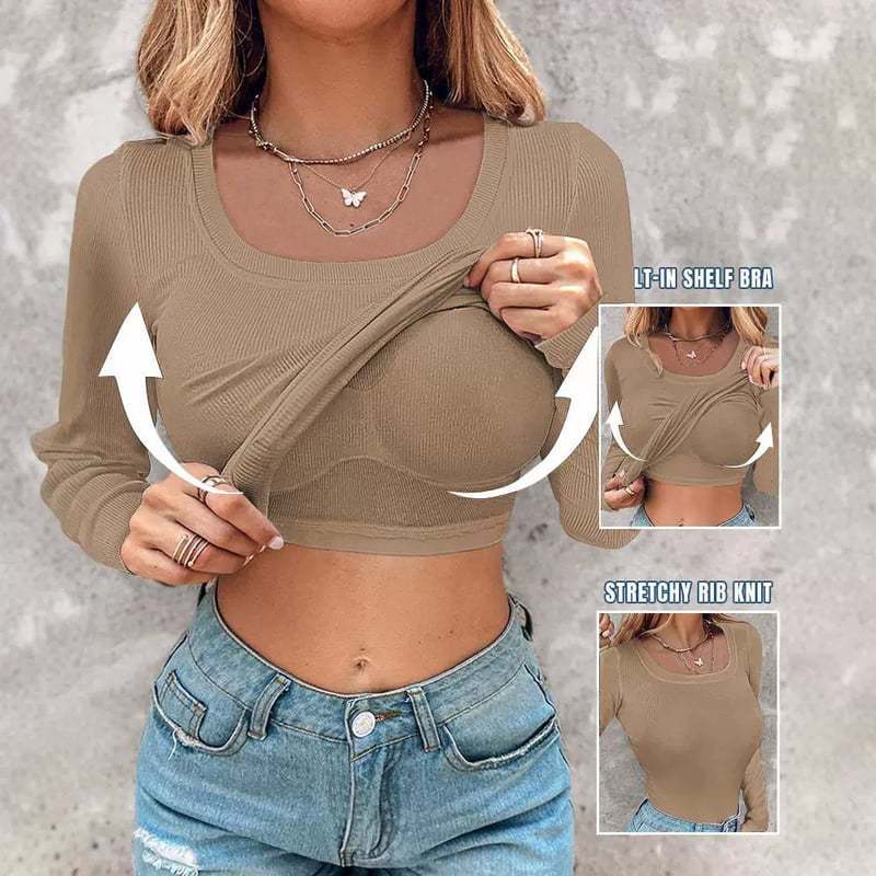 Chemise à manches longues cropped pour femmes avec débardeur intégré Levoire