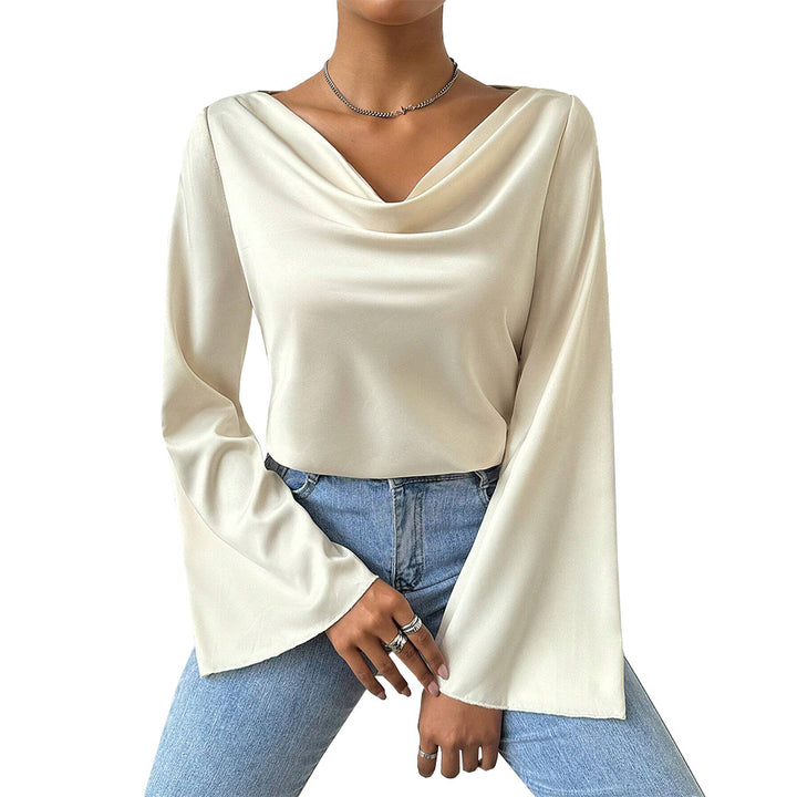 Blouse femme avec décolleté en cascade chic et manches longues Levoire