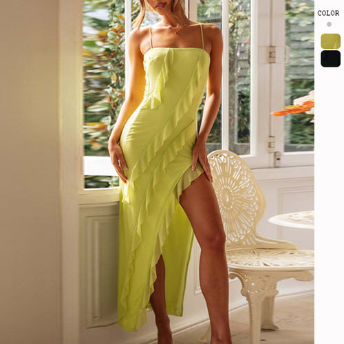 Robe d'été à volants pour femmes avec fente latérale Levoire