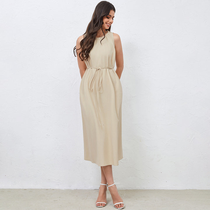 Robe mi-longue pour femme avec cordon élégant et ourlet flottant Levoire
