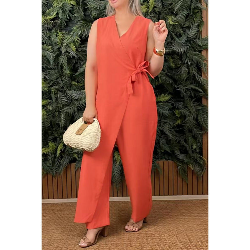 Levoire | Robe à bretelles Unicolore Décolleté en V Robe à bretelles Orange