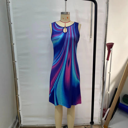 Levoire | Robe imprimée d'été sans manches robe imprimée mi-hauteur