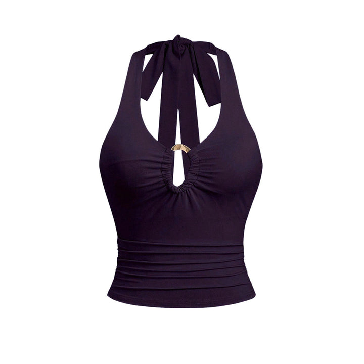 Top court pour femmes avec un design halter à la mode et une bande de lien chic Levoire
