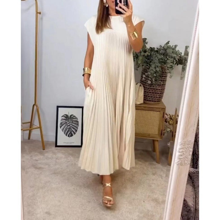Robe maxi plissée élégante pour dames avec poches pratiques Levoire