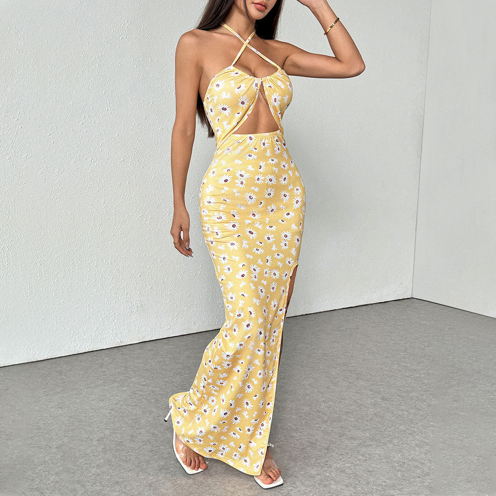 Robe mini d'été pour femmes avec détail découpé floral et taille étroite Levoire