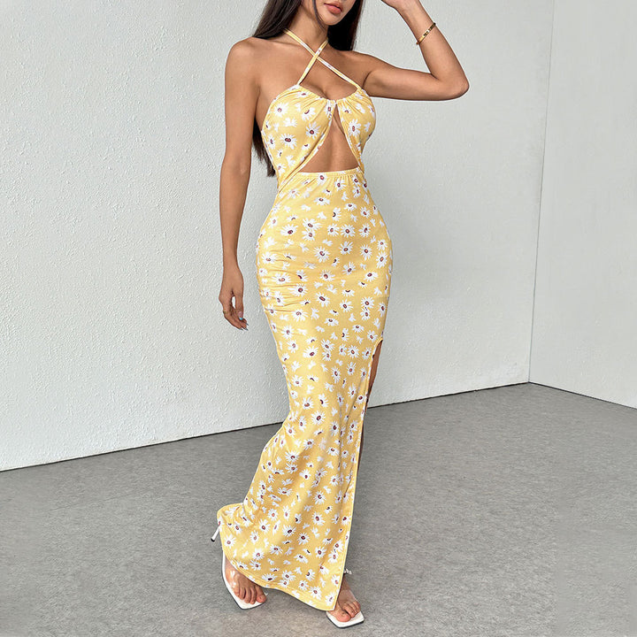 Robe mini d'été pour femmes avec détail découpé floral et taille étroite Levoire