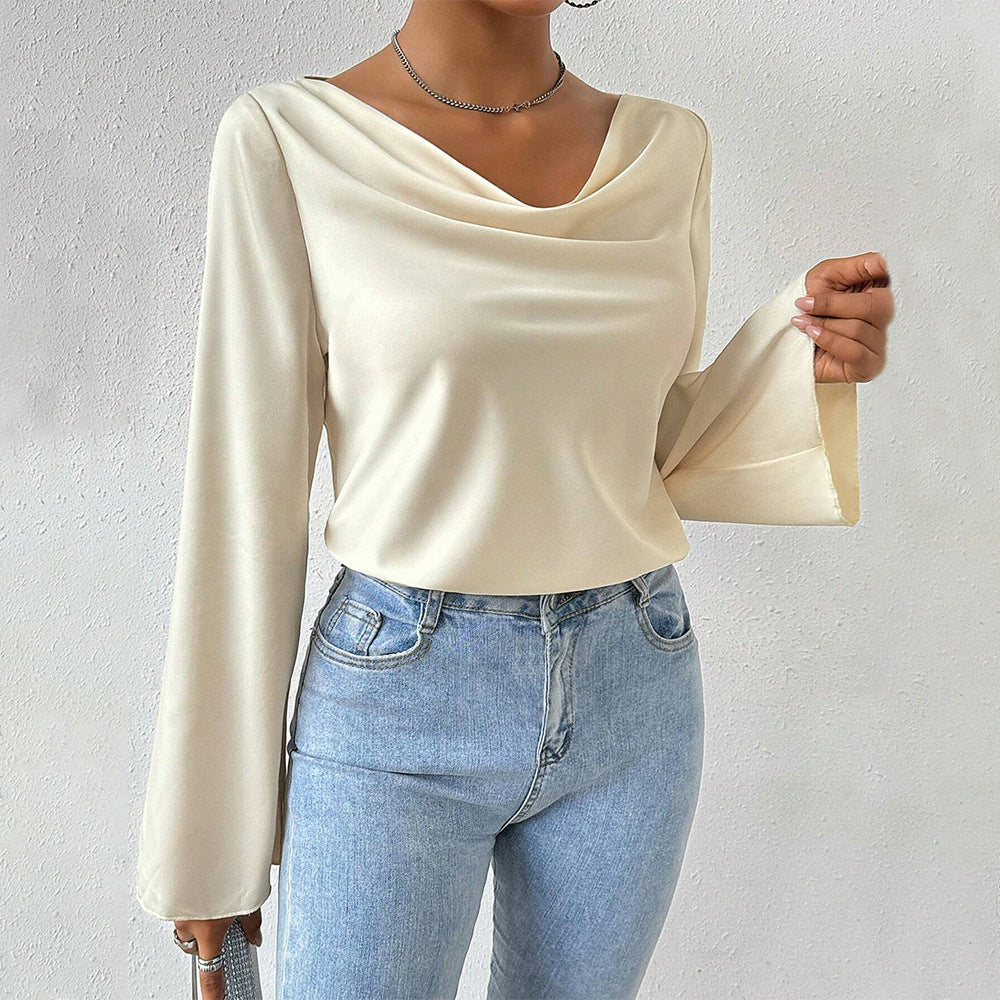 Blouse pour femmes avec décolleté cascade chic et manches longues Levoire