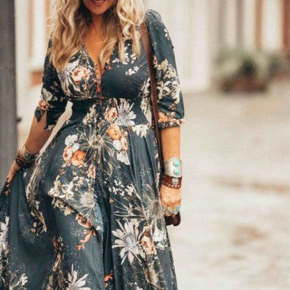 Levoire | Design attrayant avec imprimé en V sexy robe