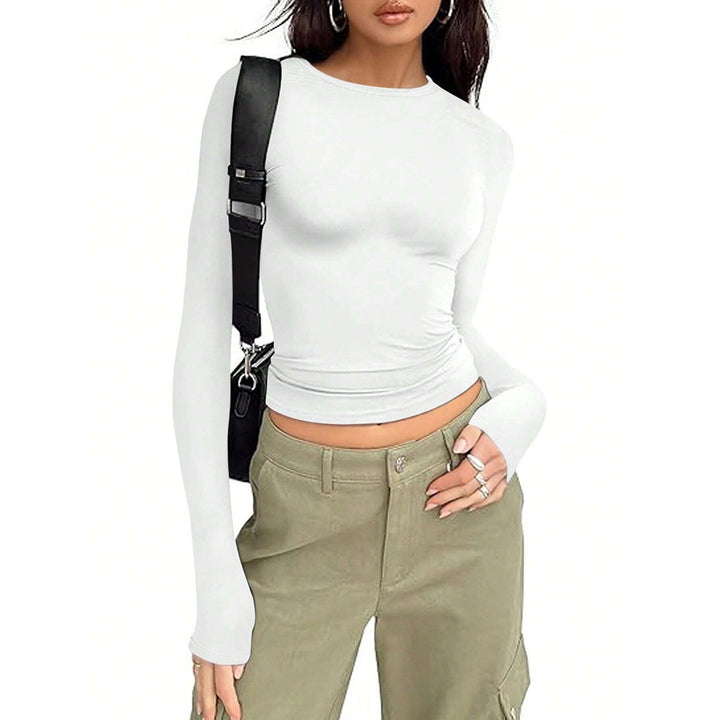 Chemise basique à manches longues pour dames avec un élégant col rond Levoire