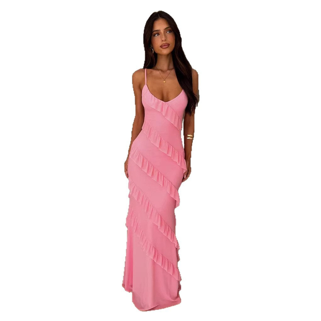 Robe maxi pour femmes avec design à volants et coupe flatteuse Levoire