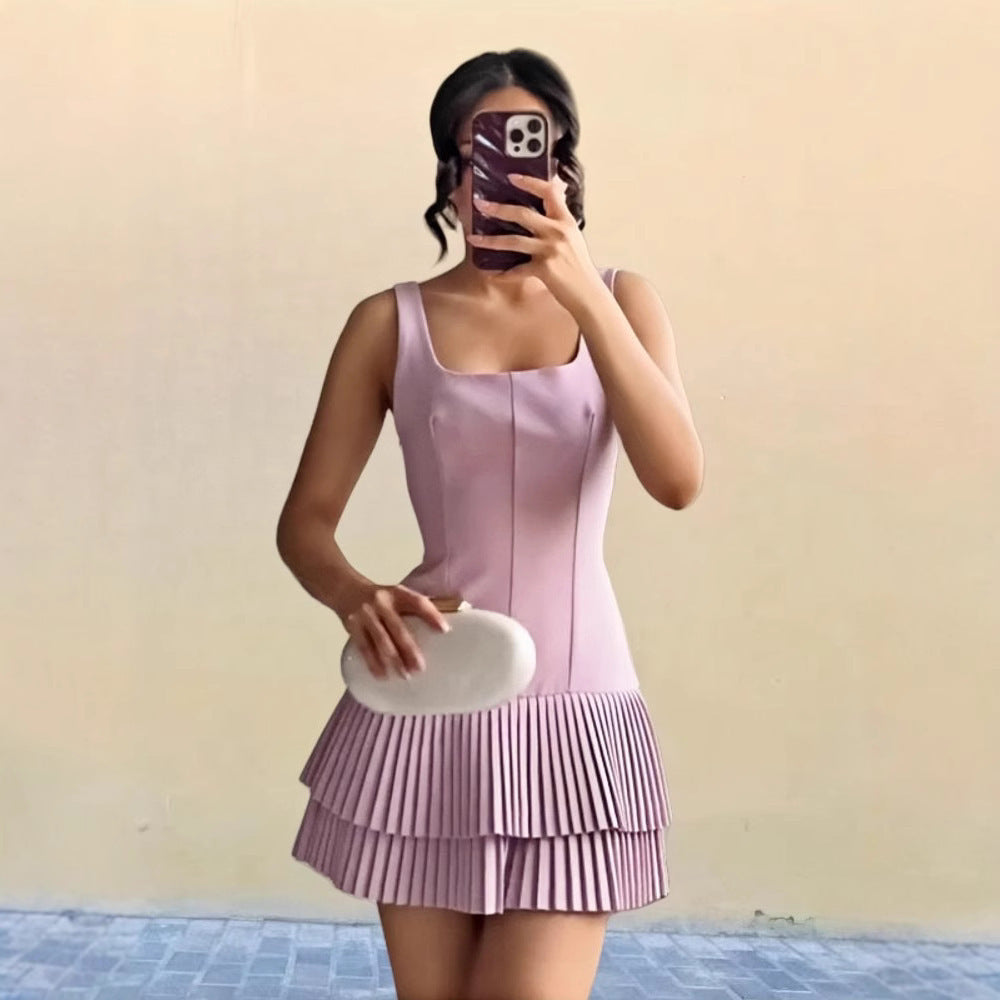 Robe courte fluide pour femme avec détails en volants Levoire