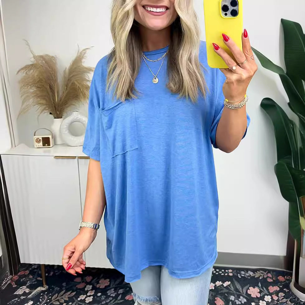 T-shirt ample décontracté pour femmes avec poche Levoire