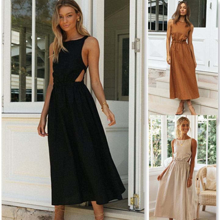 Robe maxi d'été élégante pour femmes avec une coupe sophistiquée et un cordon ajustable à la taille Levoire