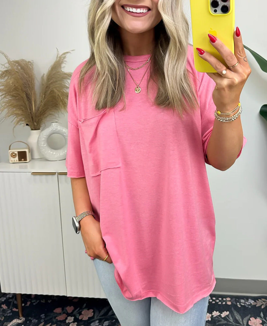 T-shirt ample décontracté pour femmes avec poche Levoire