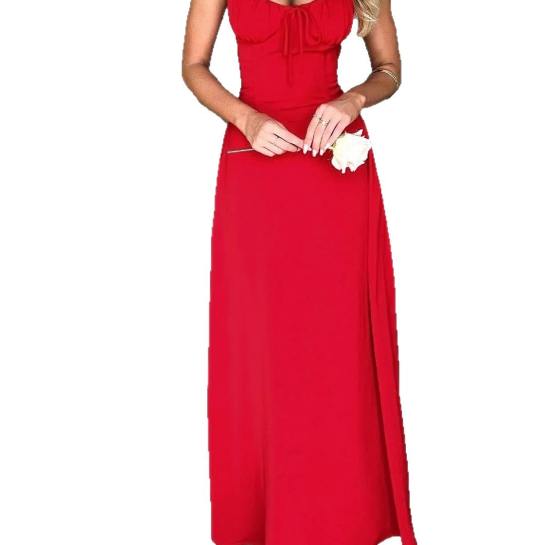 Robe maxi femme avec encolure froncée et bretelles spaghetti réglables Levoire