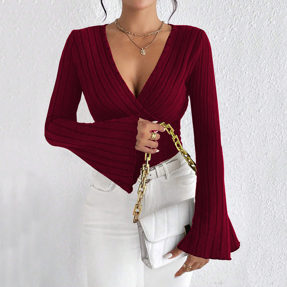 Chemise à manches longues pour femmes avec design enroulé et manches volumineuses Levoire