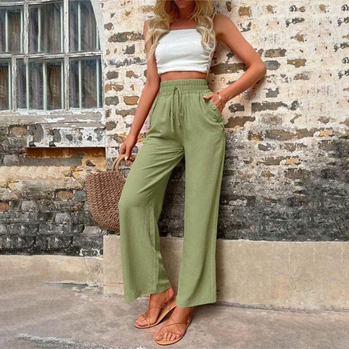 Levoire | Pantalons D'Été Colorés Légers Pour Femmes Avec Jambes Larges Vert olive