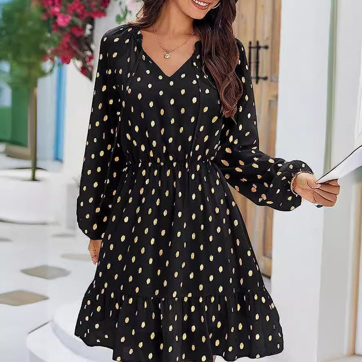 Robe en lin décontractée pour femmes avec détails volantés Levoire