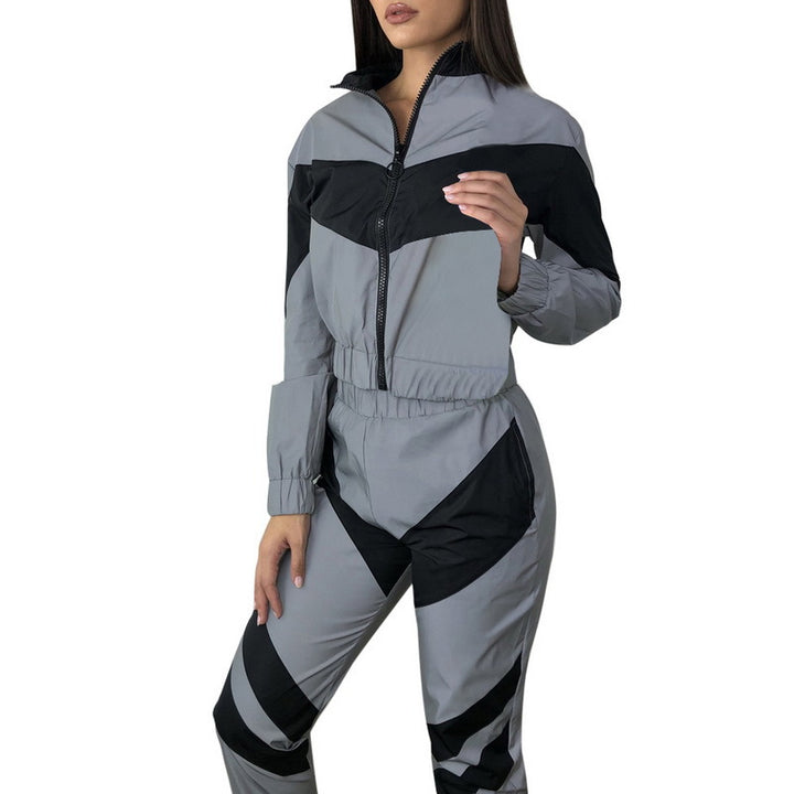 Ensemble de survêtement pour femmes avec un design à blocs de couleur tendance et une taille élastique Levoire