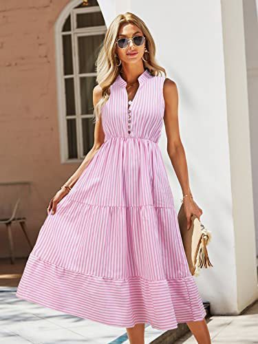 Robe midi femme avec motif rayé et patte de boutonnage Levoire