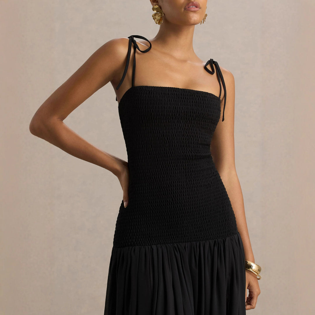 Robe maxi pour femmes avec bretelles spaghetti réglables et coupe élégante Levoire