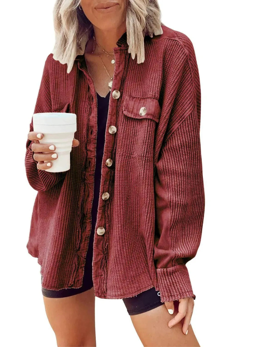 Levoire | Veste en shirt irrégulière pour femmes Rouge vin