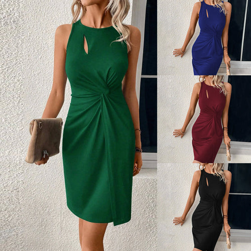 Robe de cocktail ajustée pour femme avec décolleté asymétrique et design drapé élastique Levoire