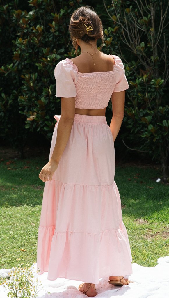 Ensemble jupe maxi femme et top court à manches bouffantes Levoire