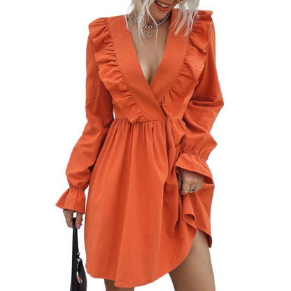 Levoire | Robe longue à manches longues élégante brodée décolleté en V