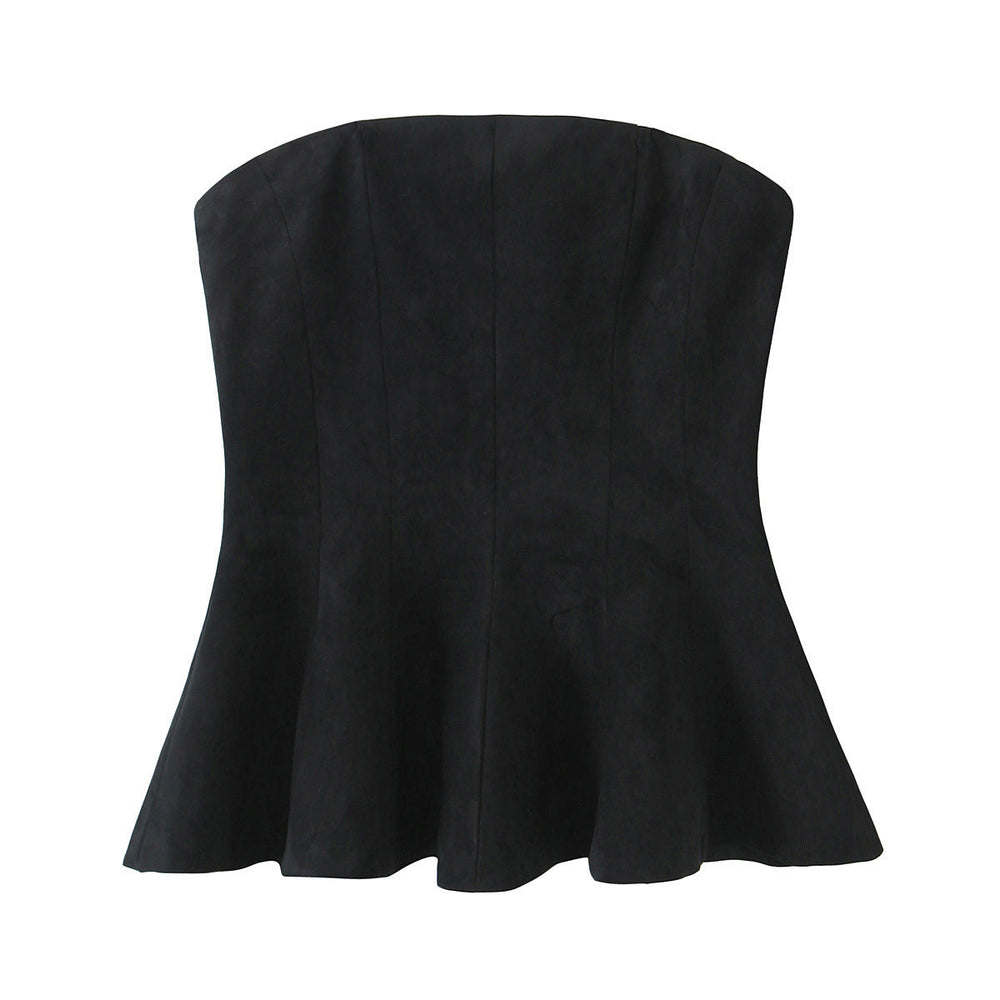 Levoire | Trendik Double Couleur Sans Epaule Bandeau-Tops noir
