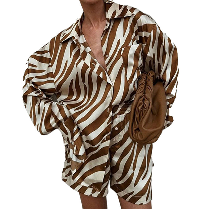 Chemise Oversize Femme avec Imprimé Zèbre et Manches Courtes Levoire