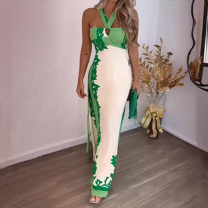 Levoire | Robe de plage longue imprimée relaxante Vert