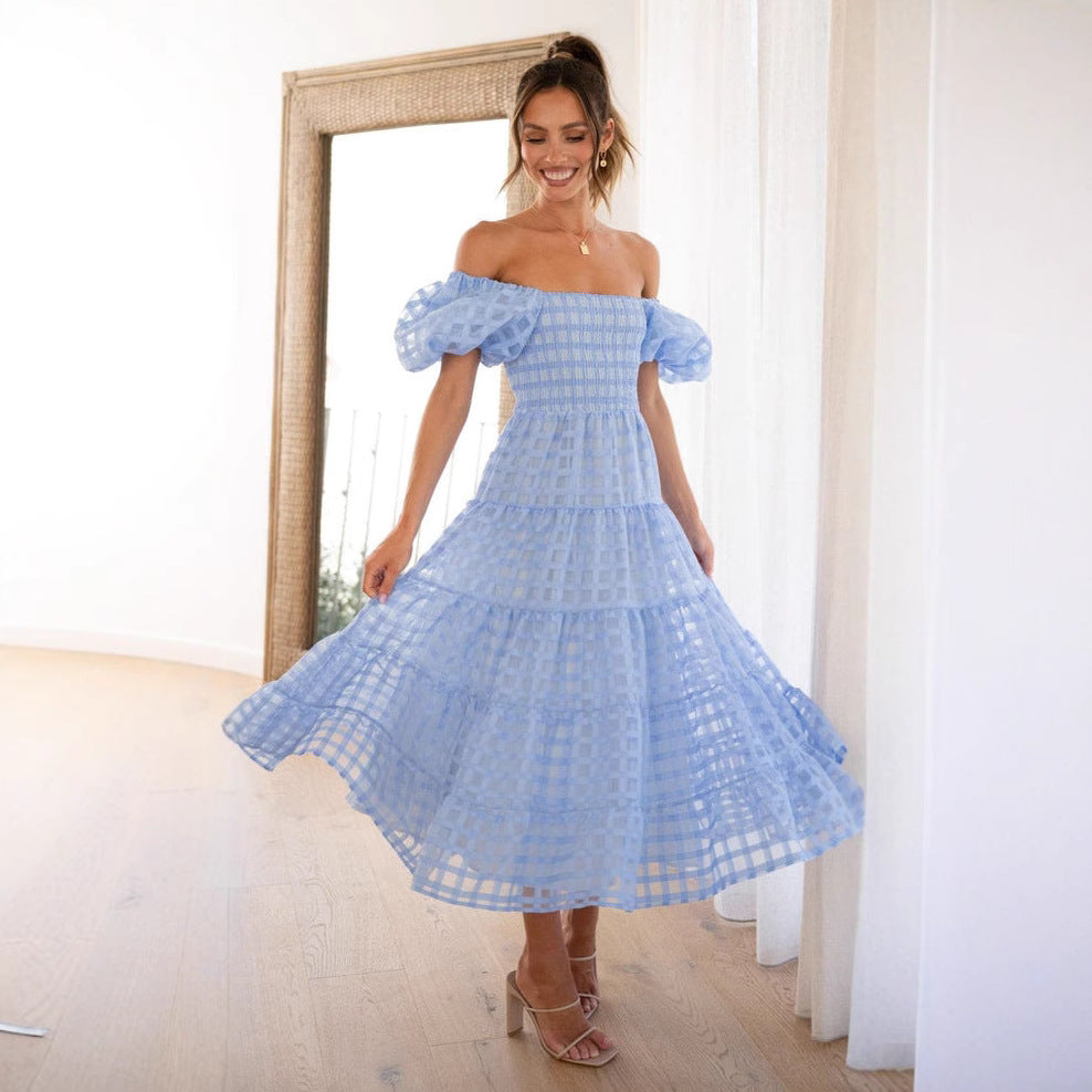 Robe maxi pour femmes avec des manches bouffantes aérées et un corsage froncé Levoire
