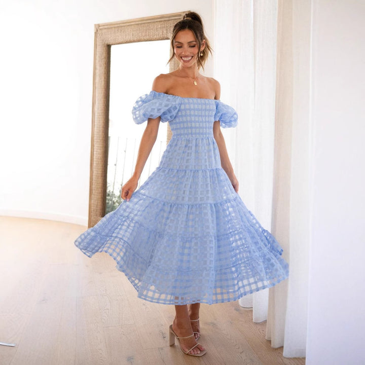 Robe maxi pour femmes avec des manches bouffantes aérées et un corsage froncé Levoire