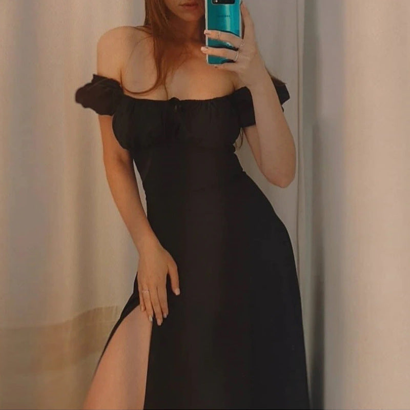 Robe maxi femme avec design off-the-shoulder et manches bouffantes volumineuses Levoire