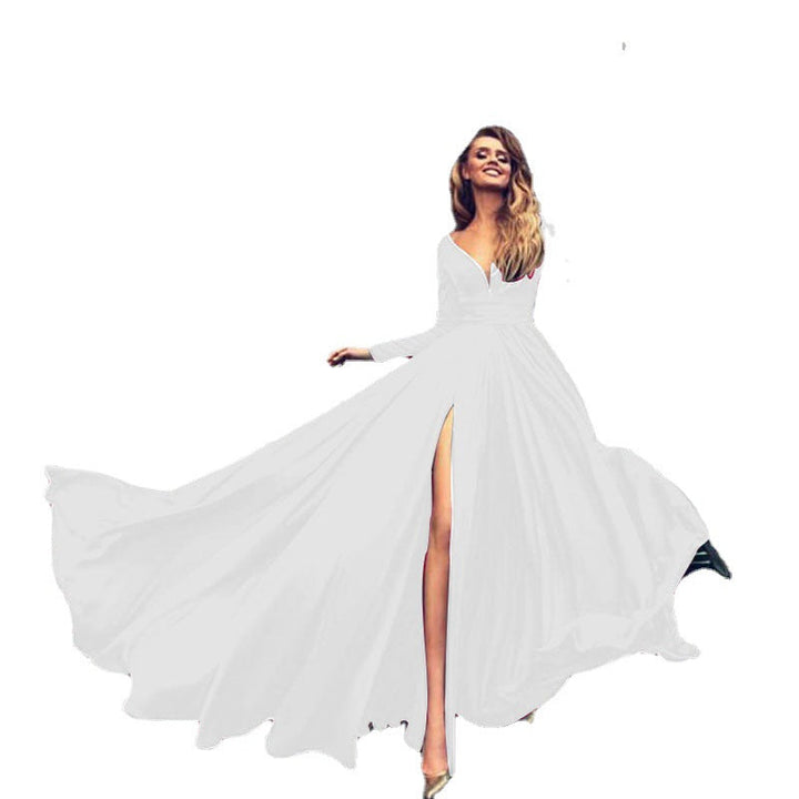 Levoire | Robe Longue à Manches Longues V Profonde Attrayante