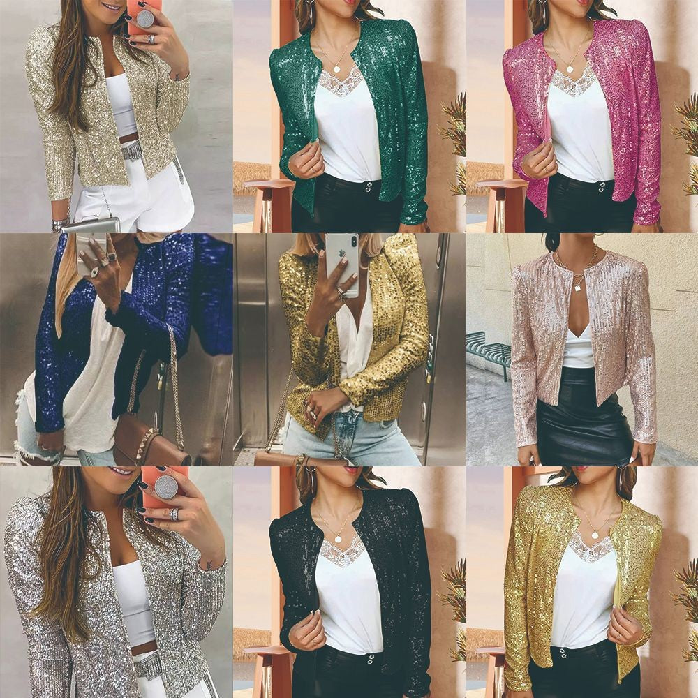 Levoire | Trendik couleur estompée Paillette Veste courte de loisirs