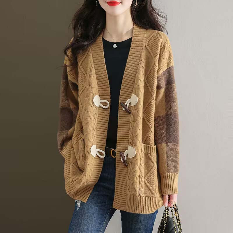 Levoire | Veste En Tricot À Carreaux Vintage Café Taille unique