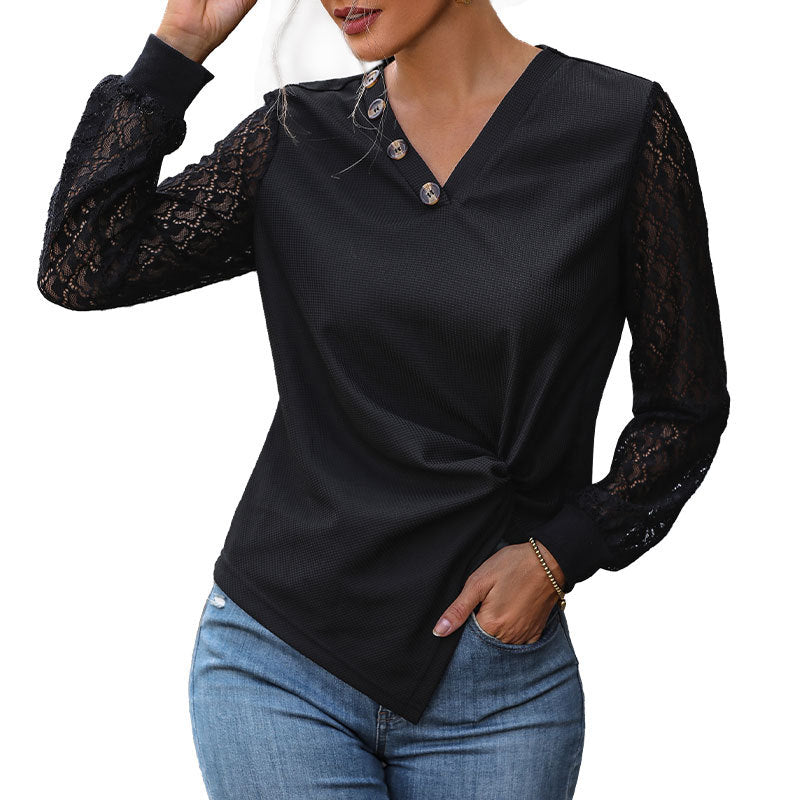 Top femme avec détails en dentelle et boutons Levoire
