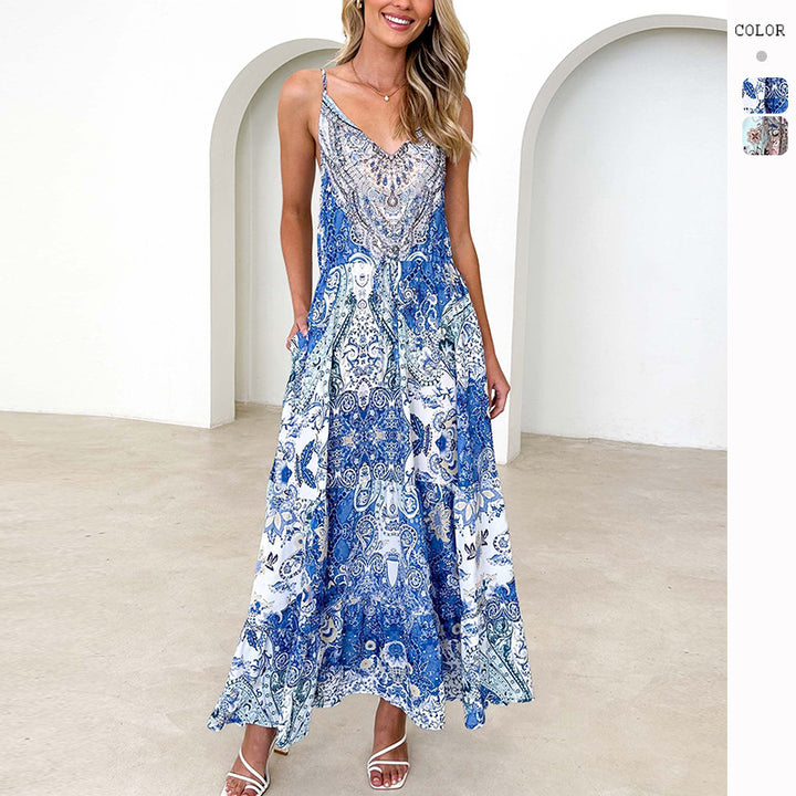 Robe Maxi Femme avec Motif Romantique Levoire