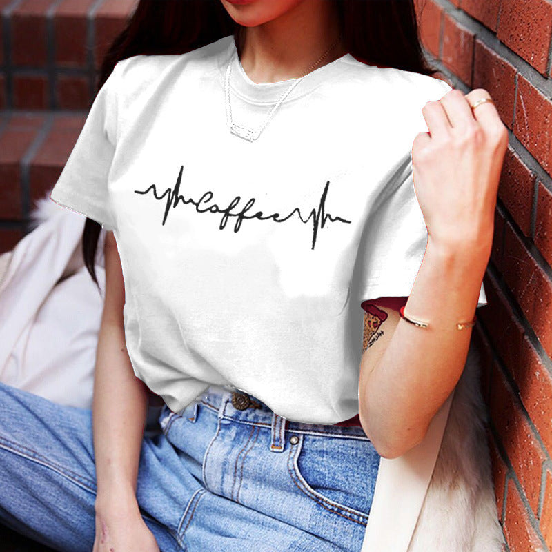 T-shirt pour femmes avec lettrage créatif et coupe décontractée Levoire