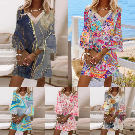 Levoire | À bretelles Décontracté Mini Robe V décolleté