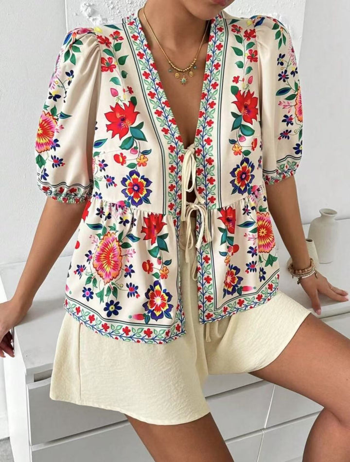 Chemisier femme avec motif floral coloré et coupe décontractée Levoire