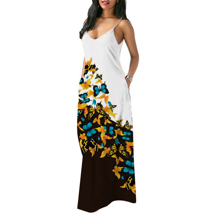 Robe maxi femme avec accents floraux et poches latérales sophistiquées Levoire