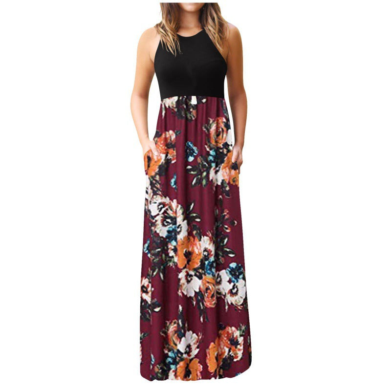 Robe maxi pour femmes avec motif floral et poches latérales pratiques Levoire