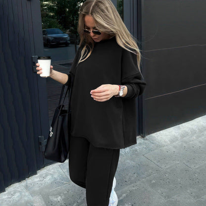 Levoire | Ensemble de Pantalon Élastique à la Mode en Deux Pièces noir