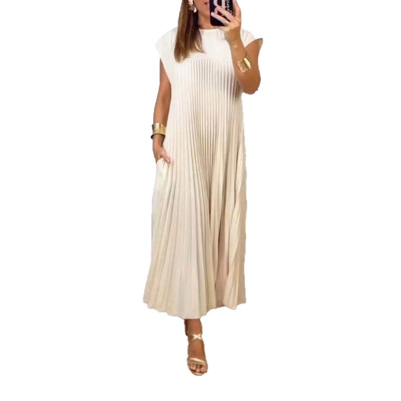 Robe maxi plissée élégante pour dames avec poches pratiques Levoire