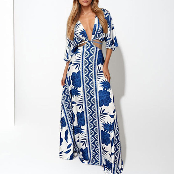 Robe maxi pour femmes avec des motifs élégants en vagues Levoire